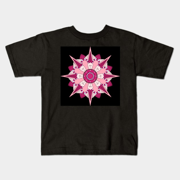 Pink Pastel Mandala Kids T-Shirt by Peaceful Space AS